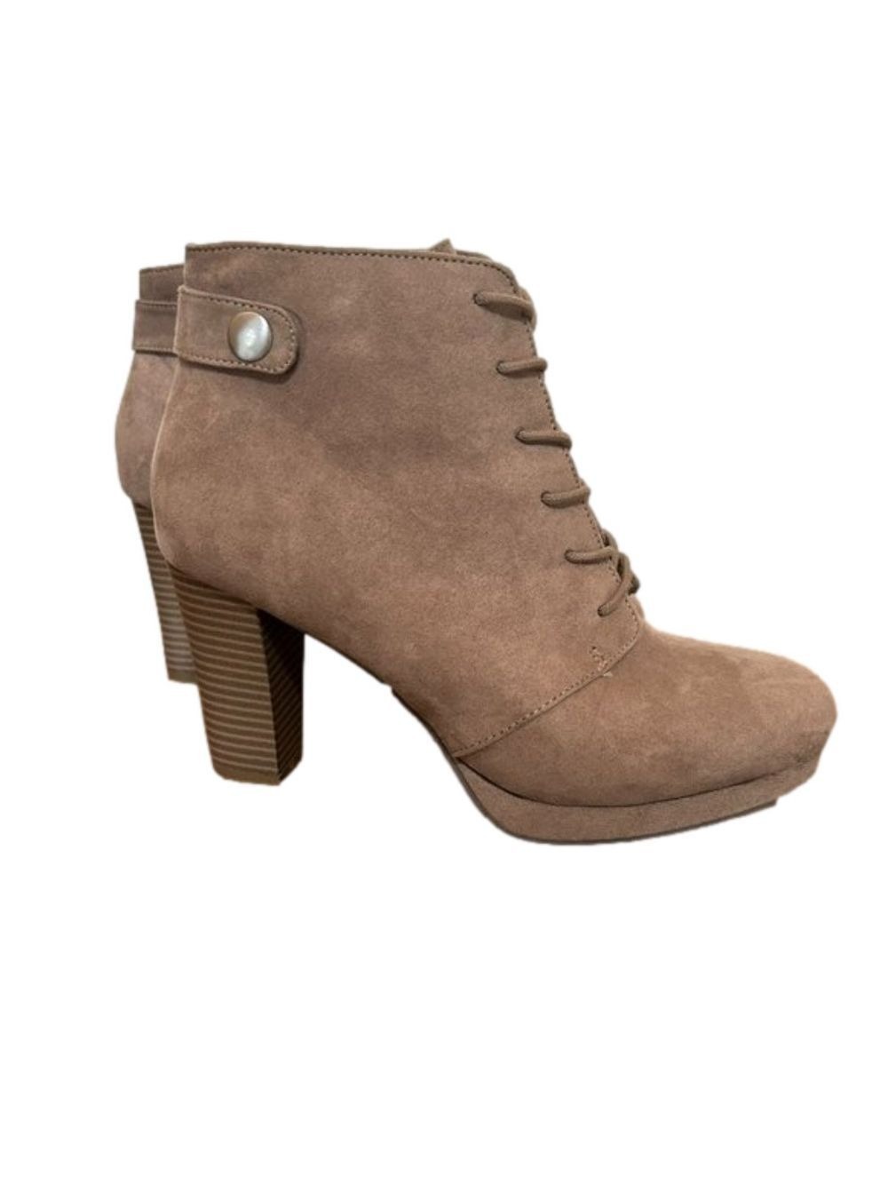Taupe "Suede" Booties-Size 8